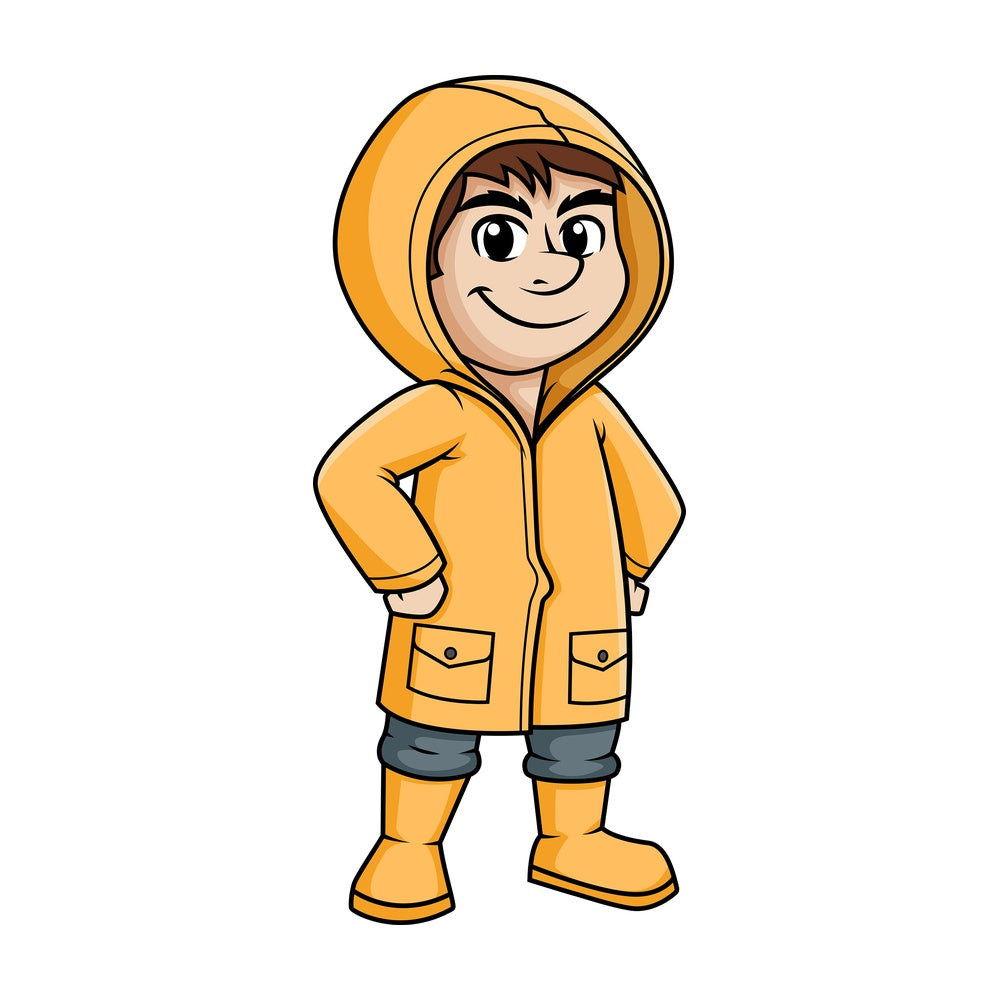 Guy wearing raincoat. PNG - JPG and vector EPS (infinitely scalable).