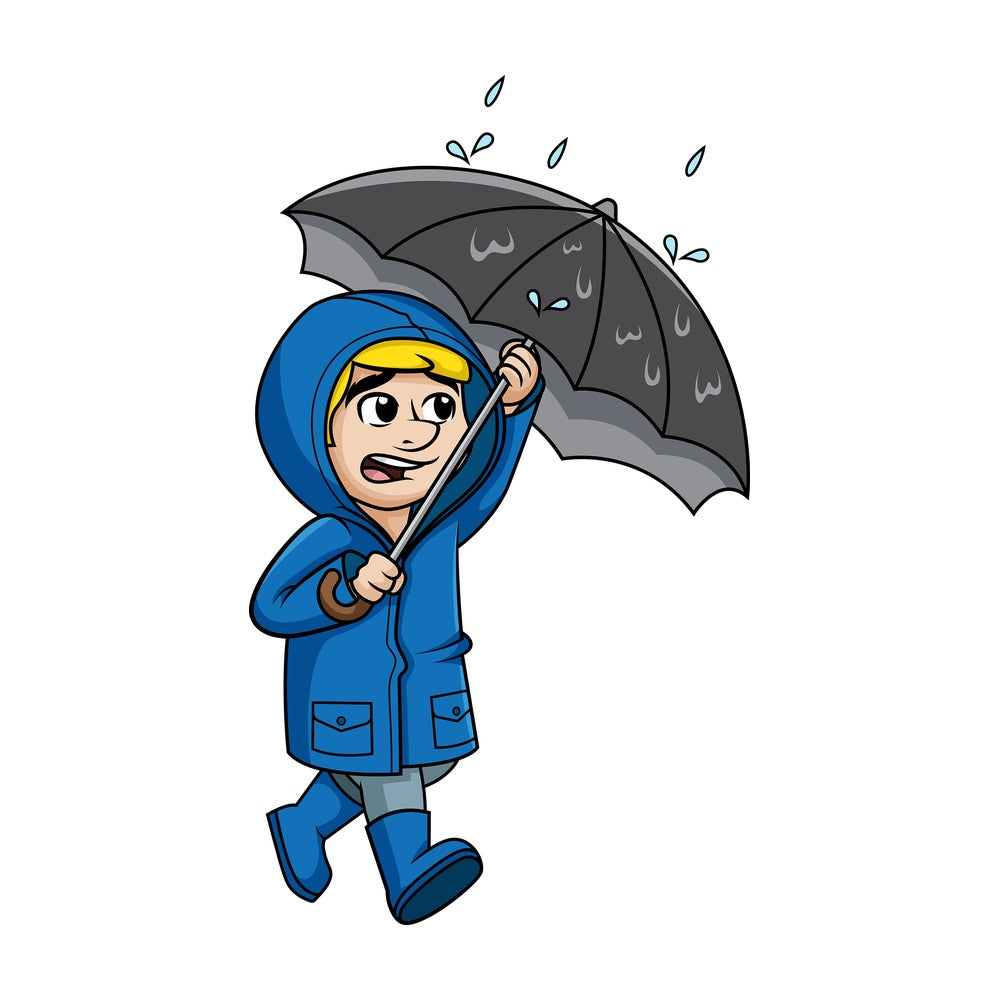 Guy walking in the rain with heavy wind. PNG - JPG and vector EPS (infinitely scalable).