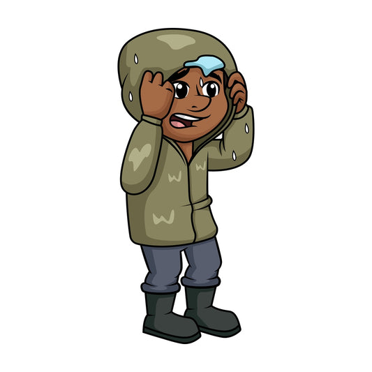 Black guy in the rain. PNG - JPG and vector EPS (infinitely scalable).