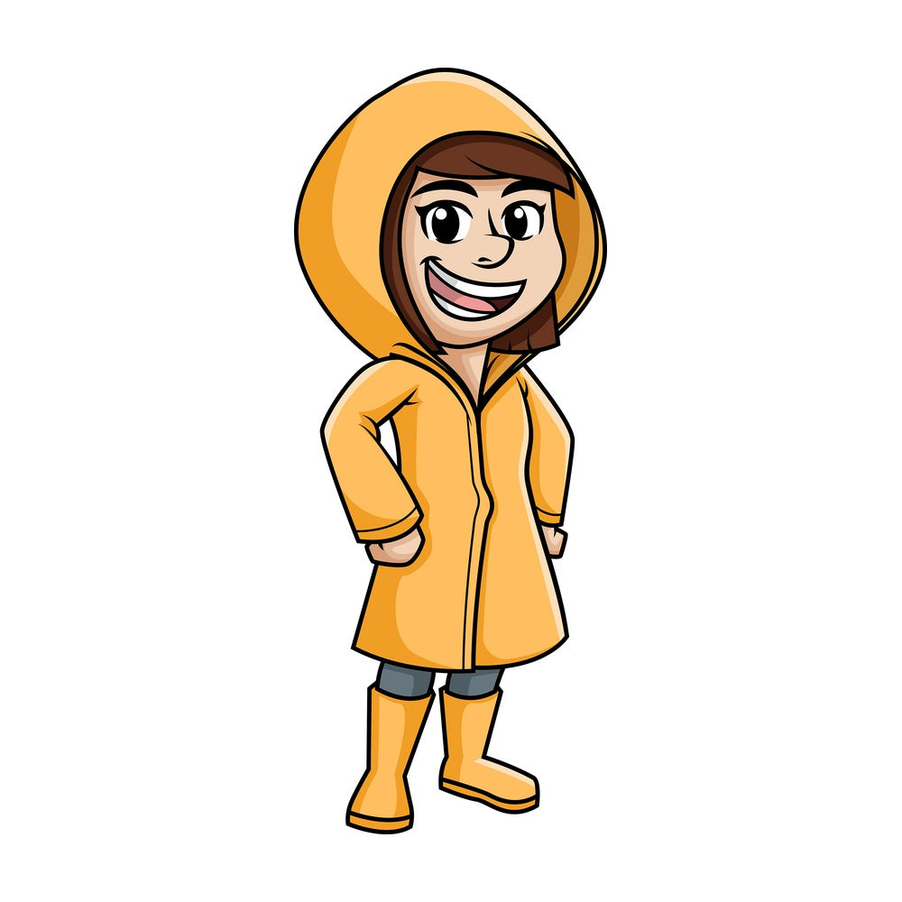 Girl wearing raincoat. PNG - JPG and vector EPS (infinitely scalable).