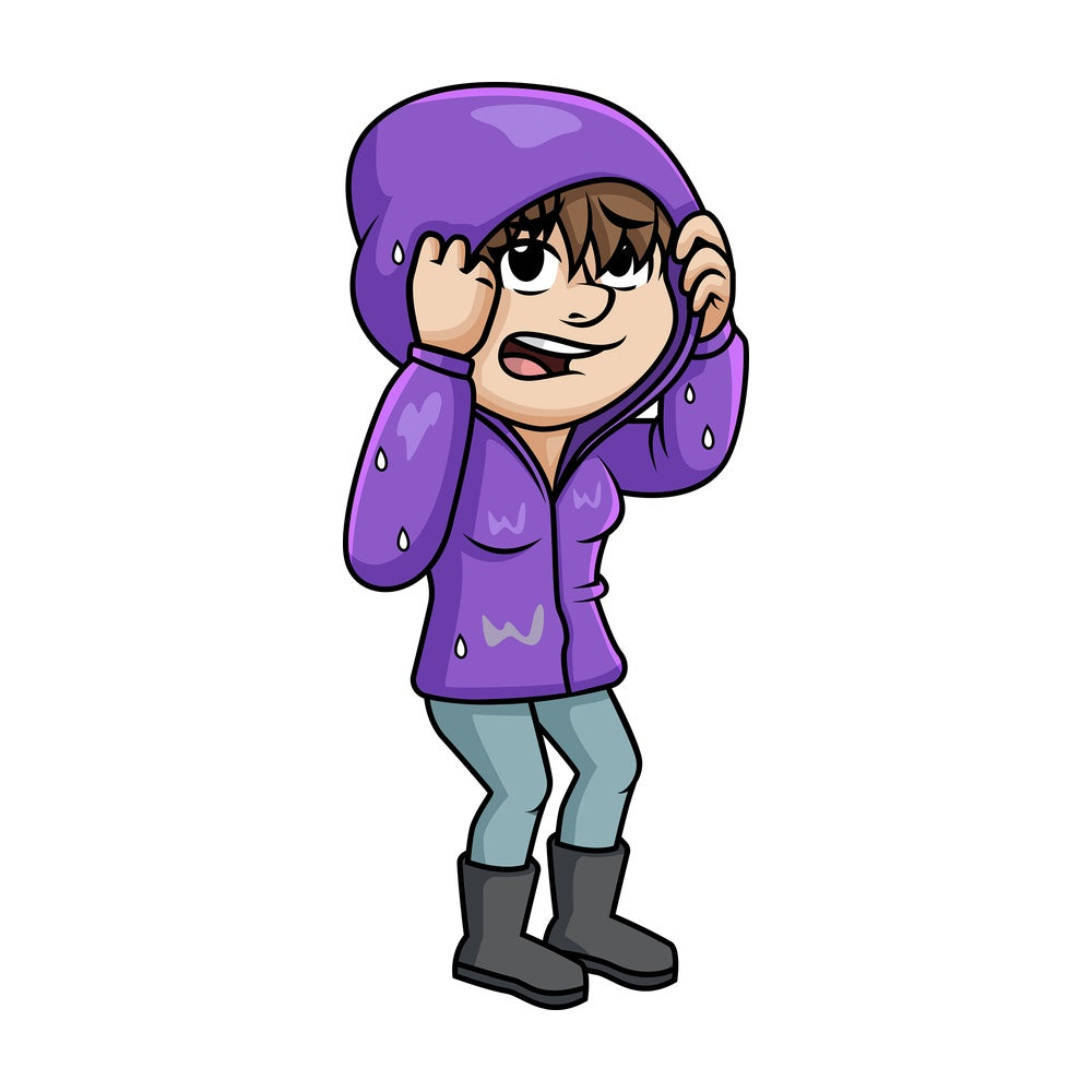 Girl caught in the rain. PNG - JPG and vector EPS (infinitely scalable).