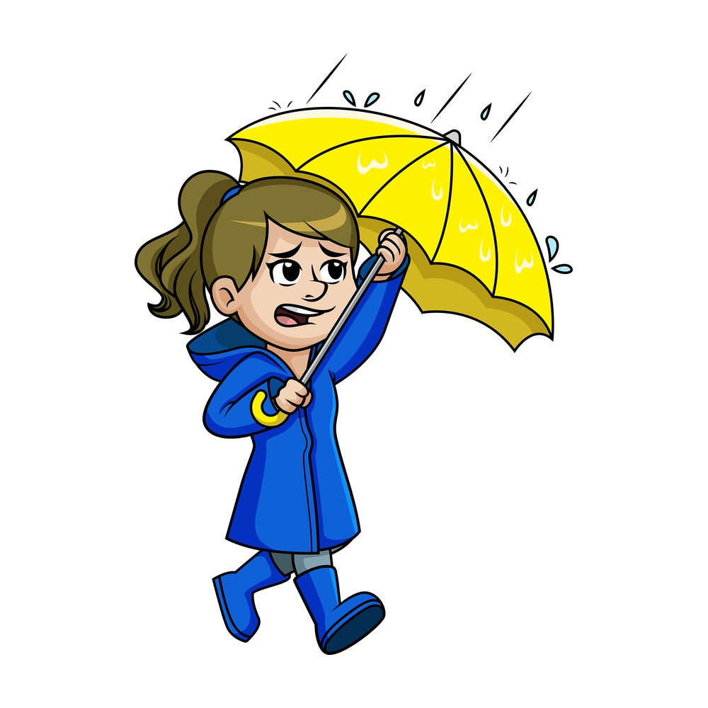Girl walking in the rain. PNG - JPG and vector EPS (infinitely scalable).