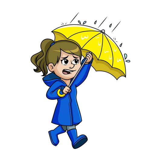 Girl walking in the rain. PNG - JPG and vector EPS (infinitely scalable).