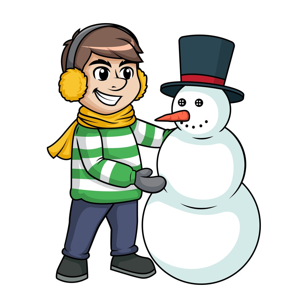 Man making a snowman. PNG - JPG and vector EPS (infinitely scalable).
