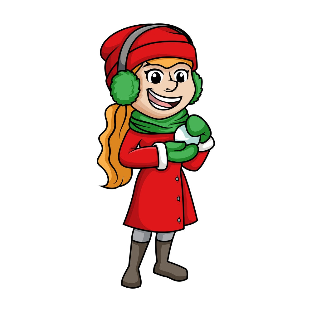 Girl making a snowball. PNG - JPG and vector EPS (infinitely scalable).