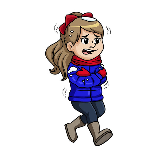 Girl walking in the snow feeling cold. PNG - JPG and vector EPS (infinitely scalable).
