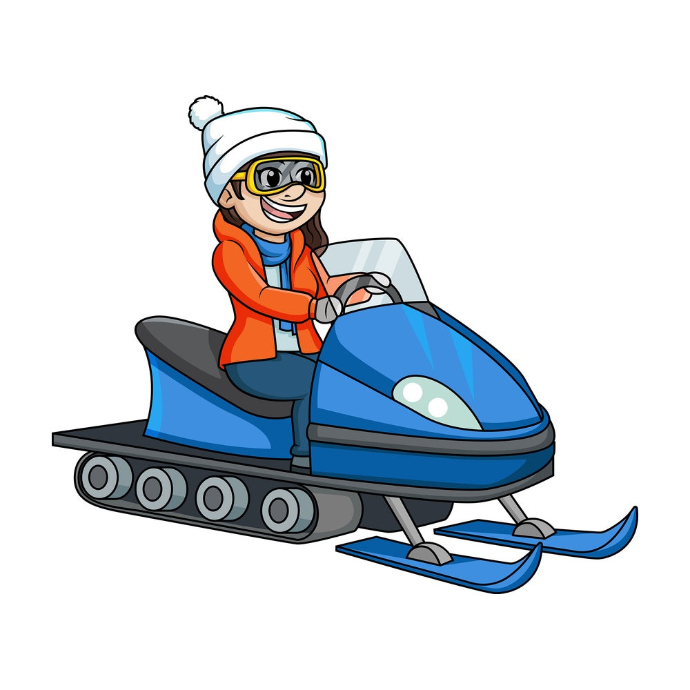 Girl on a snowmobile. PNG - JPG and vector EPS (infinitely scalable).