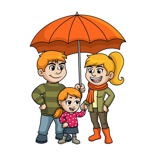 Family under umbrella. PNG - JPG and vector EPS (infinitely scalable).