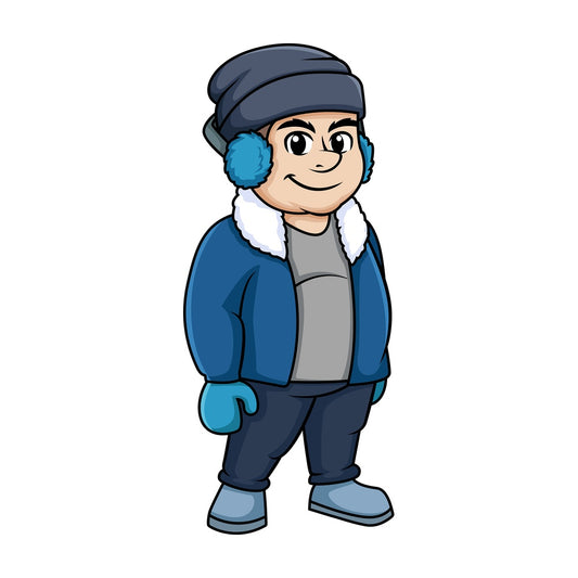 Fat guy dressed for winter. PNG - JPG and vector EPS (infinitely scalable).