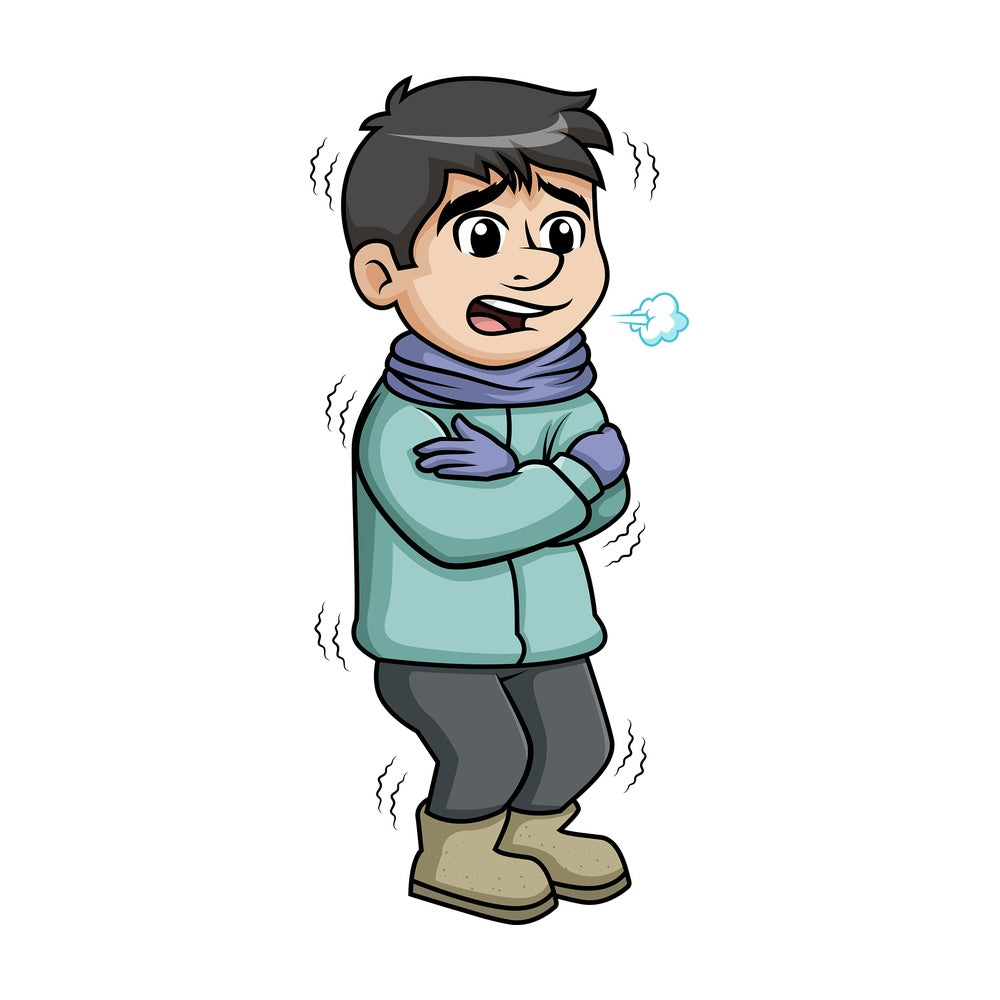 Man shivering from winter cold. PNG - JPG and vector EPS (infinitely scalable).