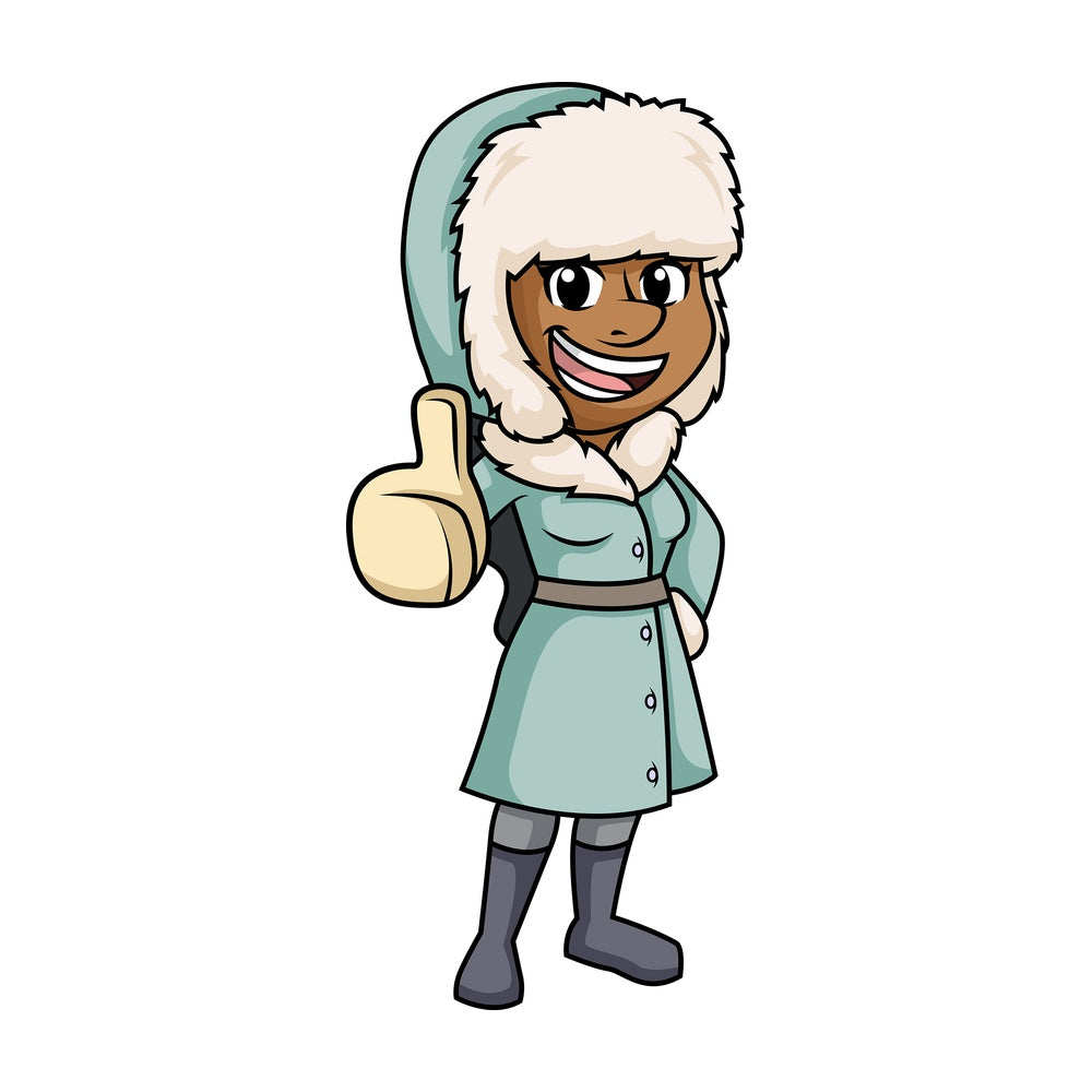 Black woman in winter clothes. PNG - JPG and vector EPS (infinitely scalable).