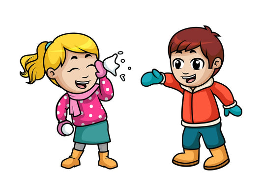 Kids throwing snowballs at each other. PNG - JPG and vector EPS file formats (infinitely scalable). Image isolated on transparent background.