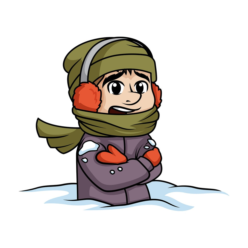 Bundled up man stuck in snow. PNG - JPG and vector EPS (infinitely scalable).