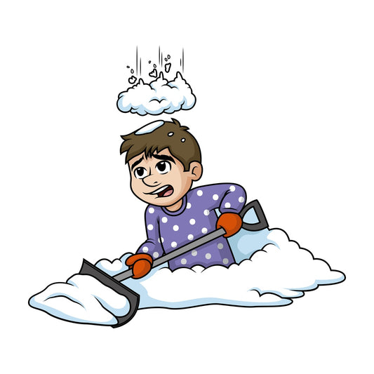 Pile of snow falling on man. PNG - JPG and vector EPS (infinitely scalable).