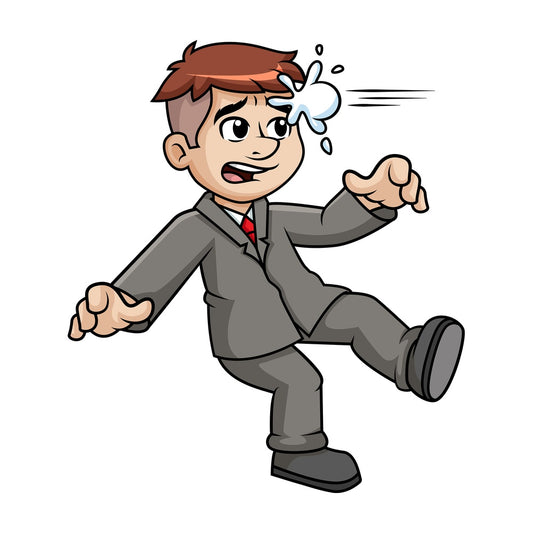 Business man getting hit with snowball. PNG - JPG and vector EPS (infinitely scalable).