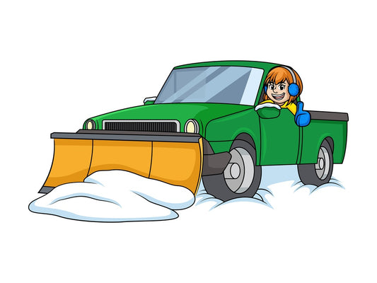 Woman in snow plow truck. PNG - JPG and vector EPS (infinitely scalable).