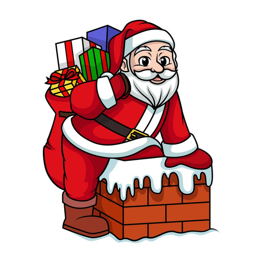 Santa claus getting into chimney. PNG - JPG and vector EPS (infinitely scalable).