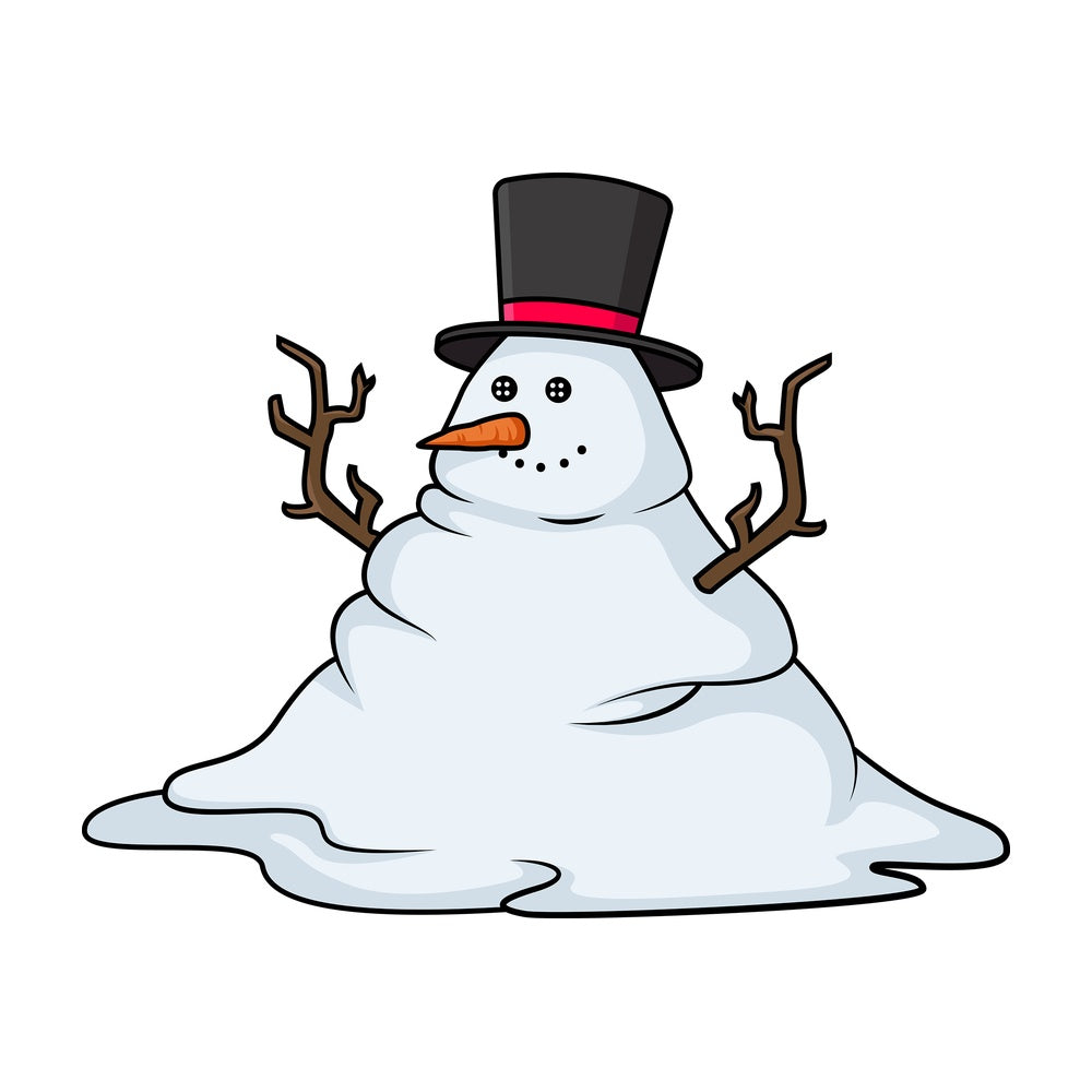 Melting snowman. PNG - JPG and vector EPS (infinitely scalable).
