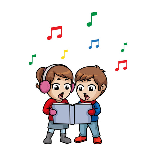 Kids singing christmas carols. PNG - JPG and vector EPS file formats (infinitely scalable). Image isolated on transparent background.