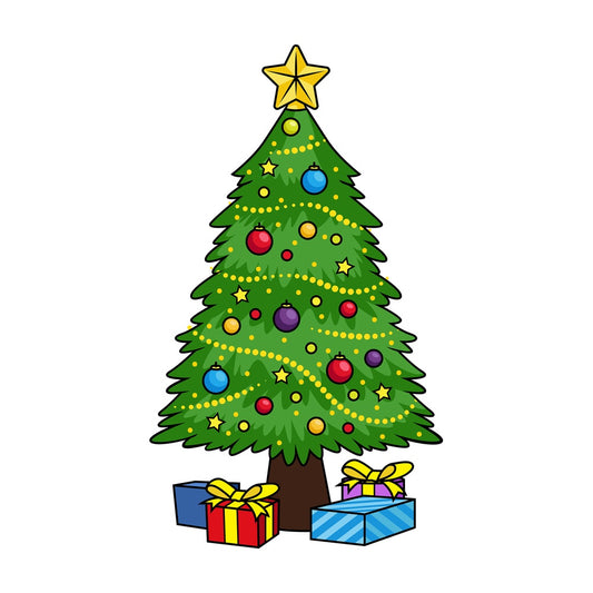 Decorated christmas tree. PNG - JPG and vector EPS file formats (infinitely scalable). Image isolated on transparent background.