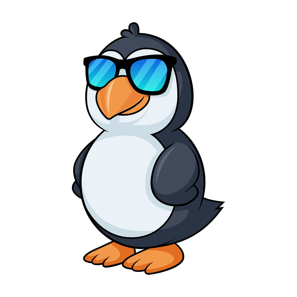 Penguin with sunglasses cartoon. PNG - JPG and vector EPS (infinitely scalable).