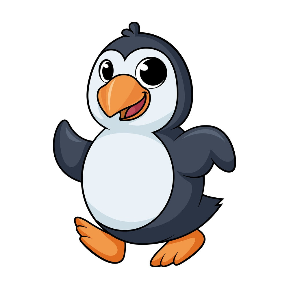 Penguin running cartoon. PNG - JPG and vector EPS (infinitely scalable).