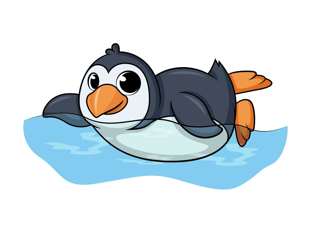 Penguin swimming cartoon. PNG - JPG and vector EPS (infinitely scalable).