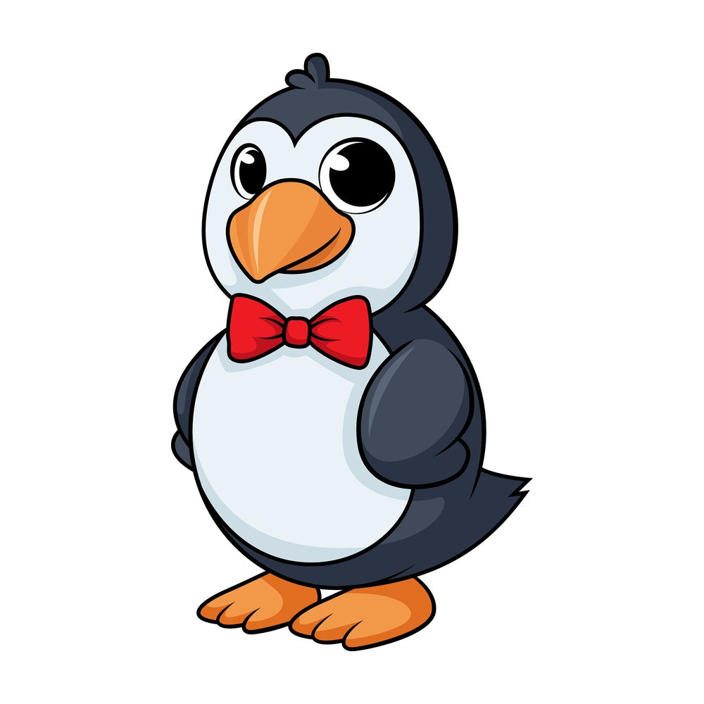 Classy penguin with bow tie cartoon. PNG - JPG and vector EPS (infinitely scalable).