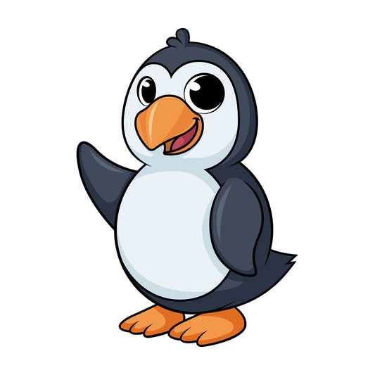 Penguin waving cartoon. PNG - JPG and vector EPS (infinitely scalable).