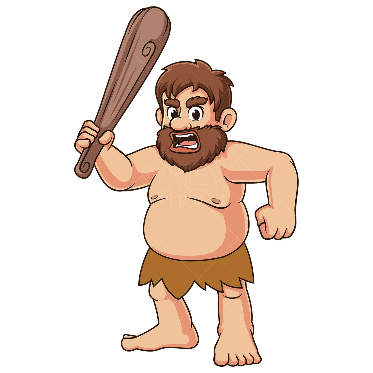 Royalty-free stock vector illustration of an angry caveman with club.