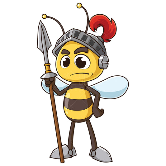 Royalty-free stock vector illustration of a bee warrior with spear.