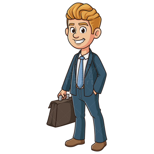 Royalty-free stock vector illustration of a businessman with briefcase.