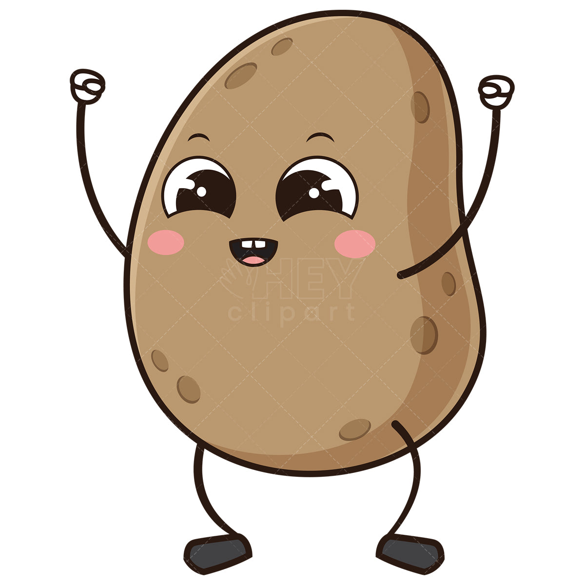 Royalty-free stock vector illustration of a cheering kawaii potato.