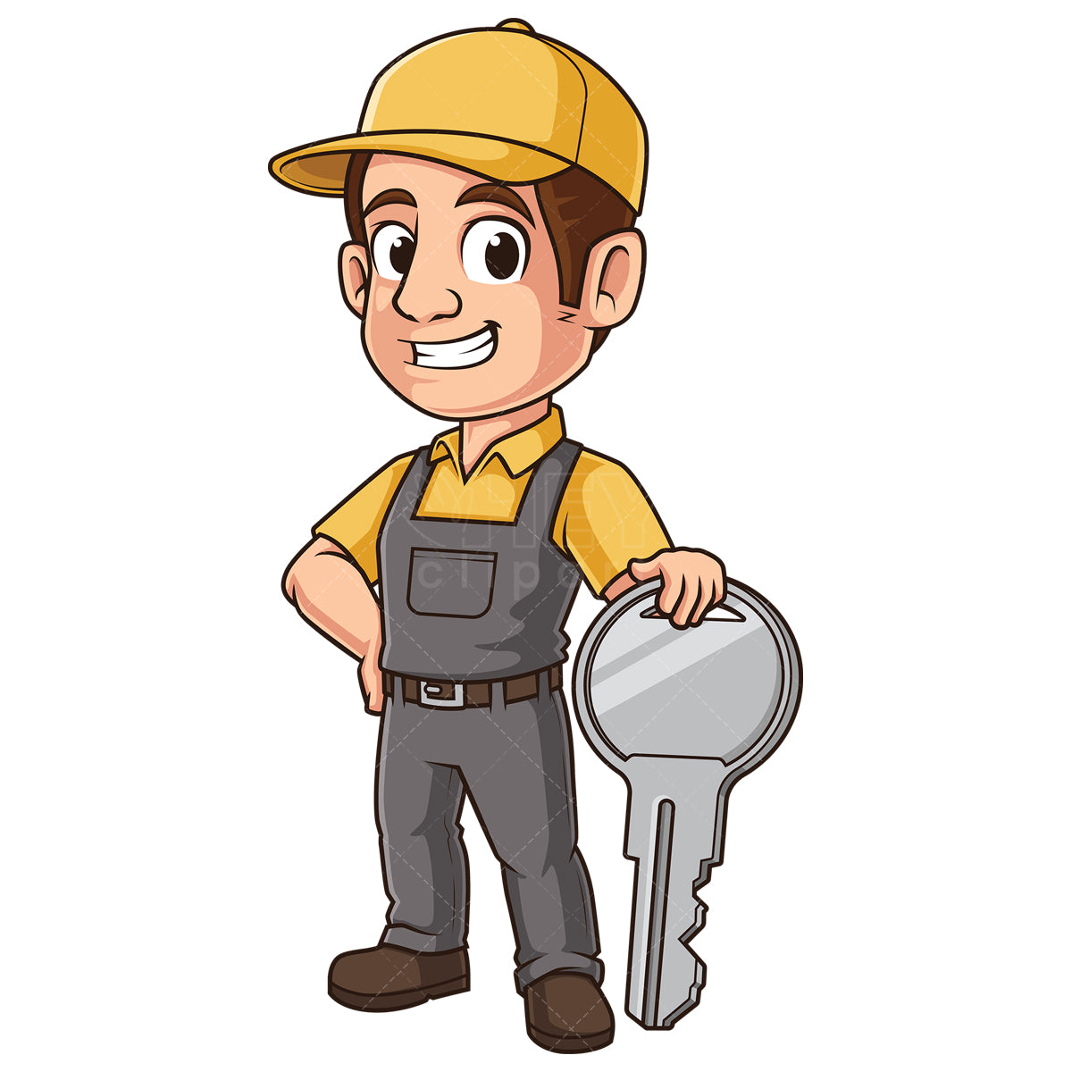 Royalty-free stock vector illustration of a confident locksmith.