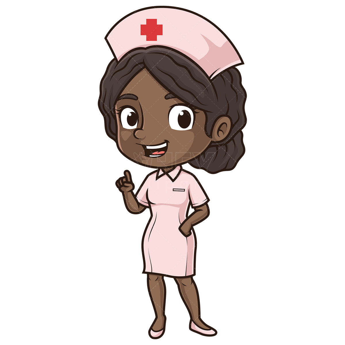 Royalty-free stock vector illustration of a cute african-american female nurse.