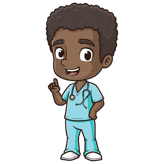 Royalty-free stock vector illustration of a cute african-american male nurse.