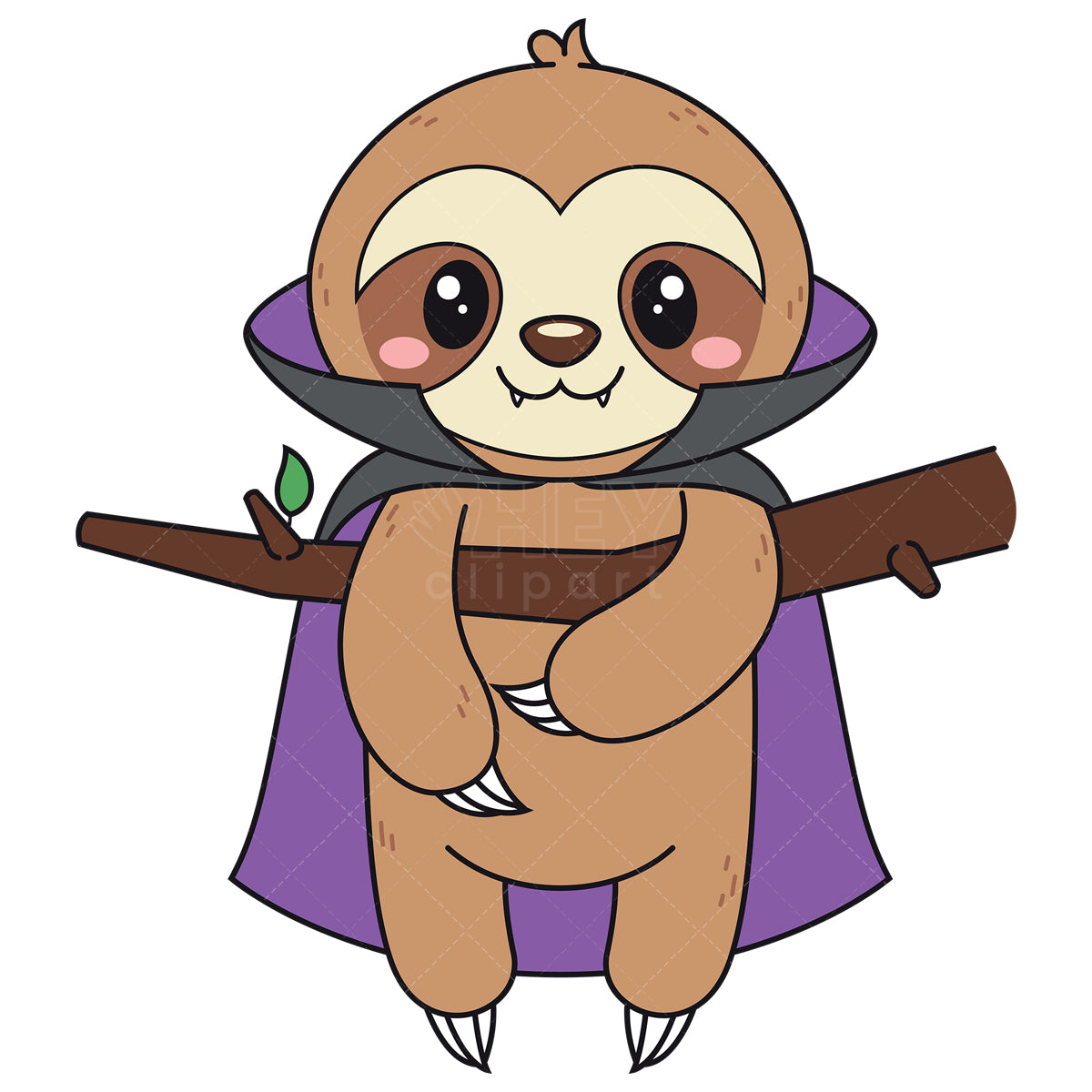 Royalty-free vector illustration of a cute vampire sloth.