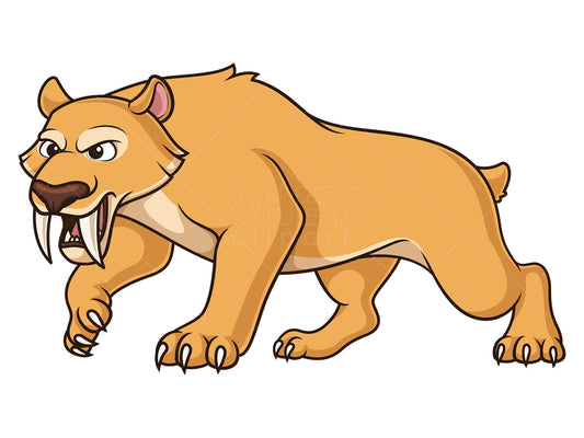 Royalty-free stock vector illustration of a fierce saber tooth cat.