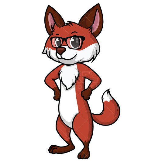 Royalty-free stock vector illustration of a fox wearing glasses.