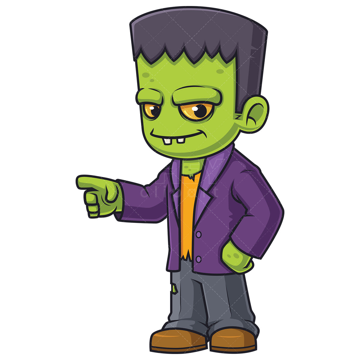 Royalty-free stock vector illustration of a frankenstein monster pointing.