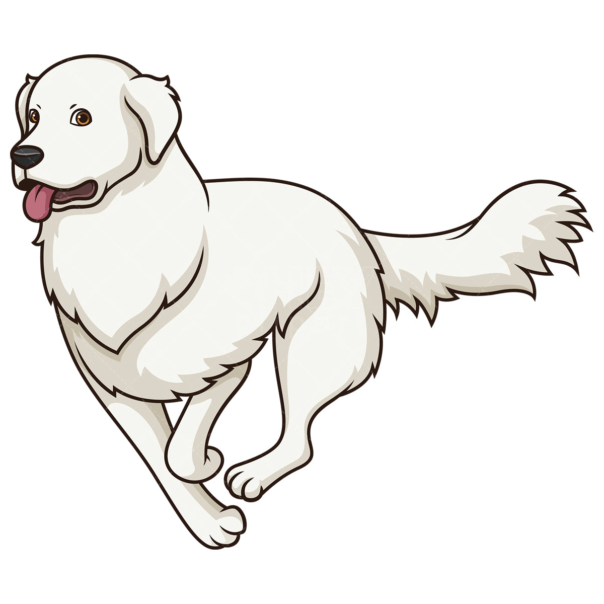 Royalty-free stock vector illustration of a great pyrenees dog running.