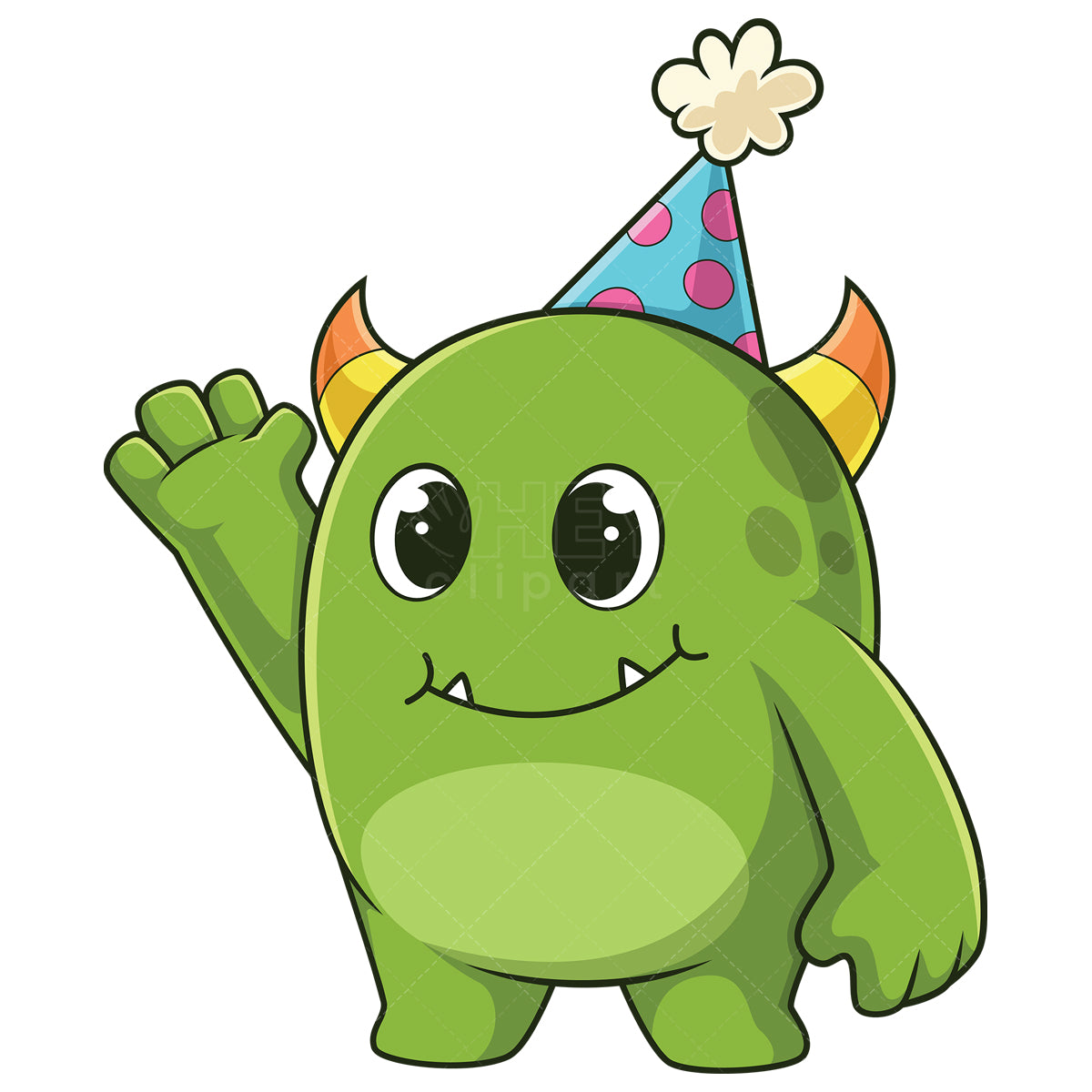 Royalty-free stock vector illustration of a green birthday monster.