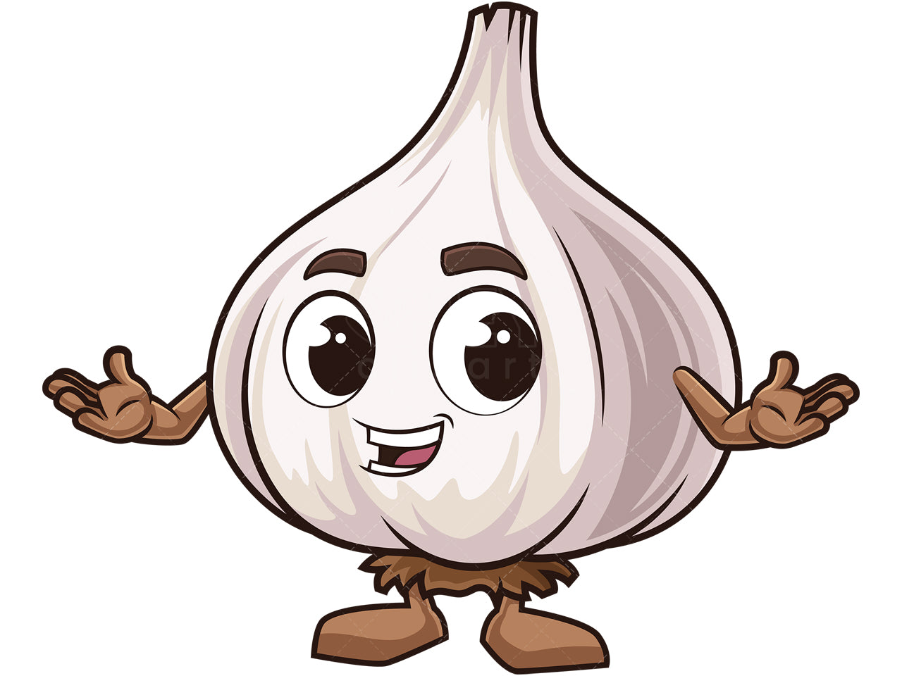 Royalty-free stock vector illustration of a happy garlic mascot.