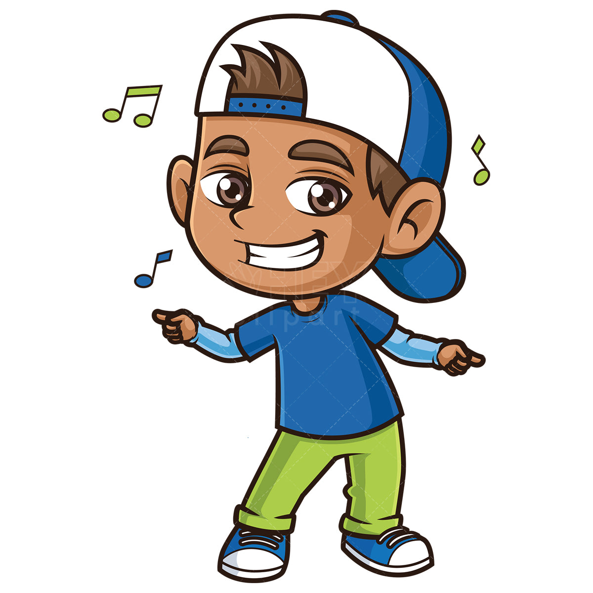 Royalty-free stock vector illustration of a hispanic boy dancing.