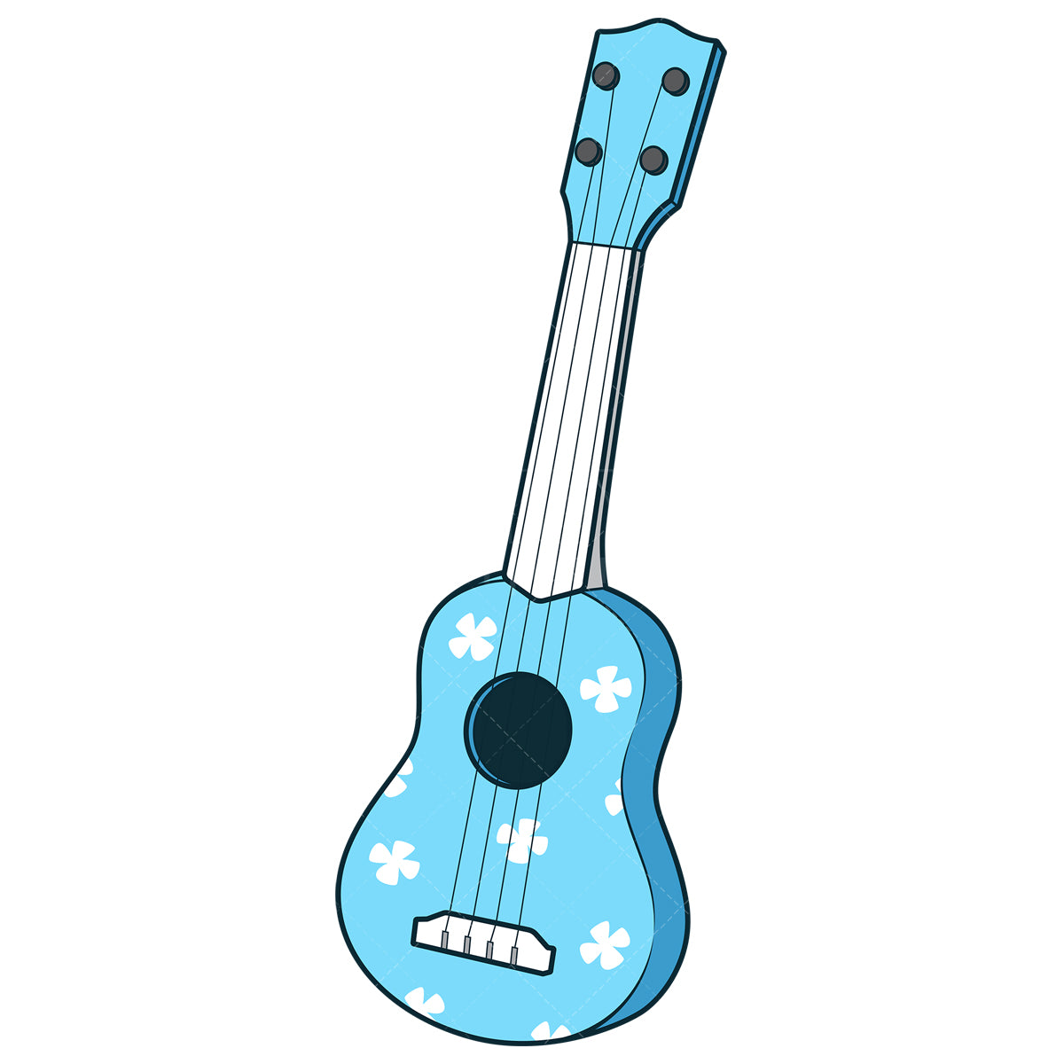 Royalty-free stock vector illustration of a light blue ukulele.