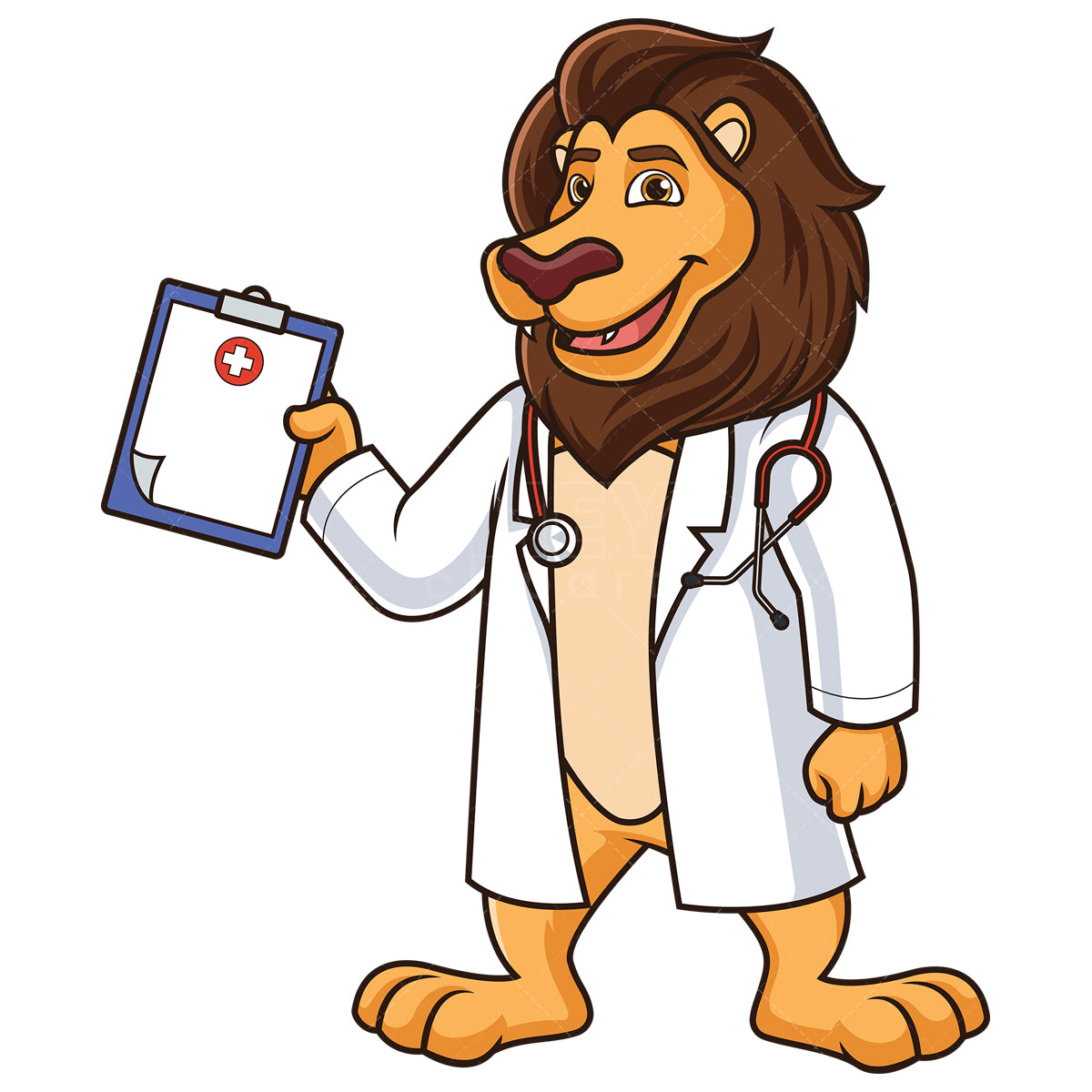 Royalty-free stock vector illustration of a lion doctor.