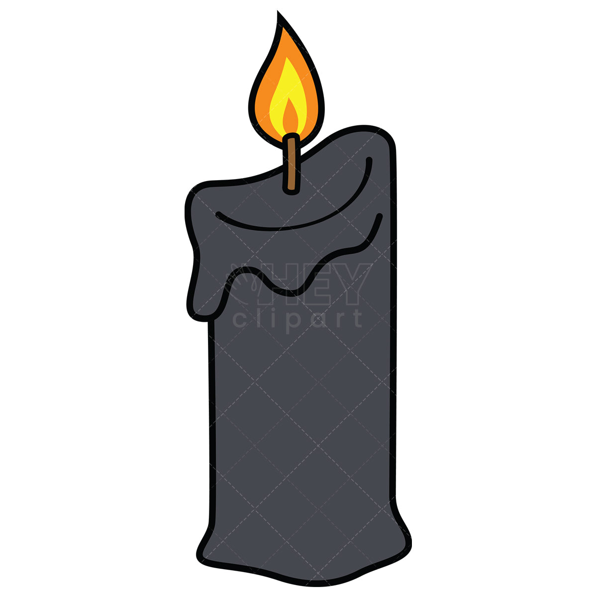 Royalty-free vector illustration of a lit black candle.