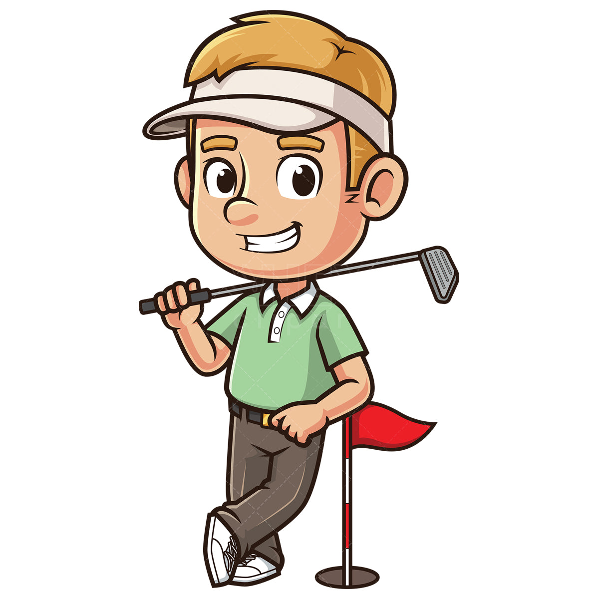 Royalty-free stock vector illustration of a man holding golf glub over shoulder.