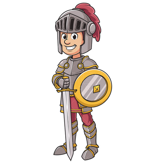 Royalty-free stock vector illustration of a medieval knight in armor.