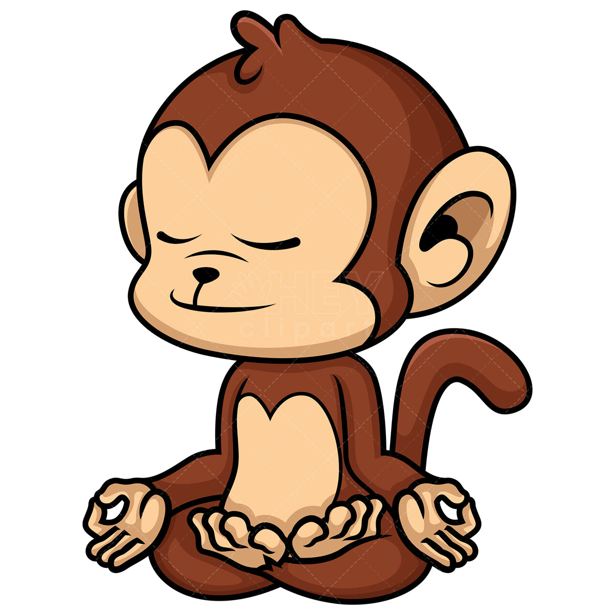 Royalty-free stock vector illustration of a monkey meditating.